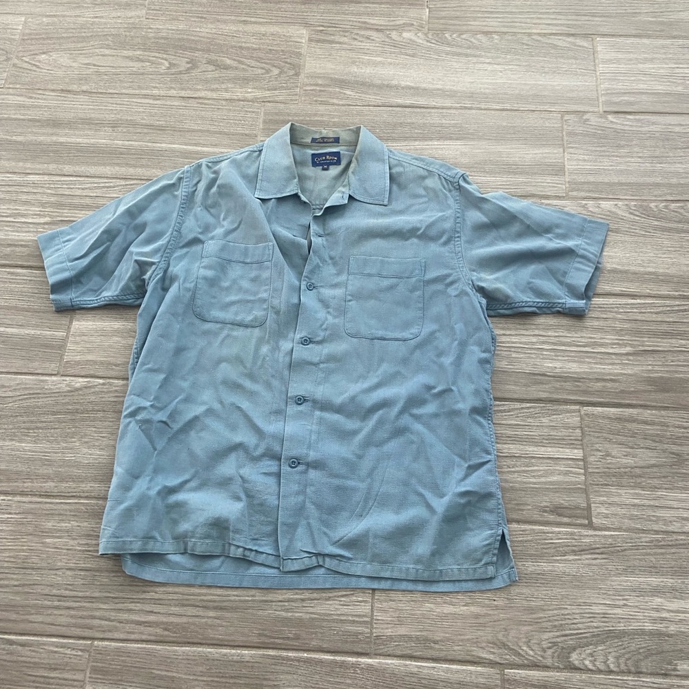 🔥3 for $5 Club Room Blue Button Down Polo Short Sleeve Shirt with Pocket